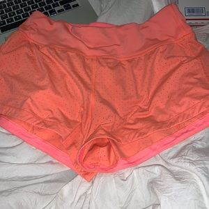 Orange Lululemon Shorts with Dots all over
